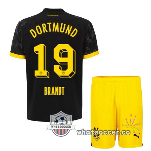 Dortmund BVB (Brandt 19) Kids Away Soccer Jerseys Black 2023-2024