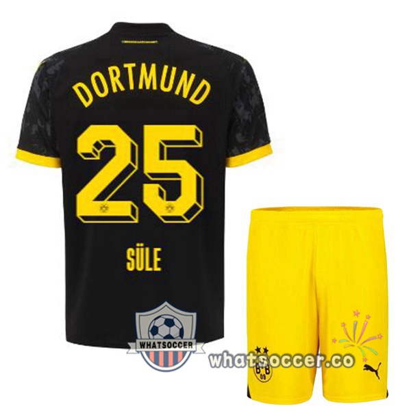 Dortmund BVB (S眉le 25) Kids Away Soccer Jerseys Black 2023-2024