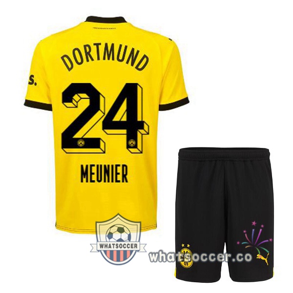 Dortmund BVB (Meunier 24) Kids Home Soccer Jerseys Yellow Black 2023-2024
