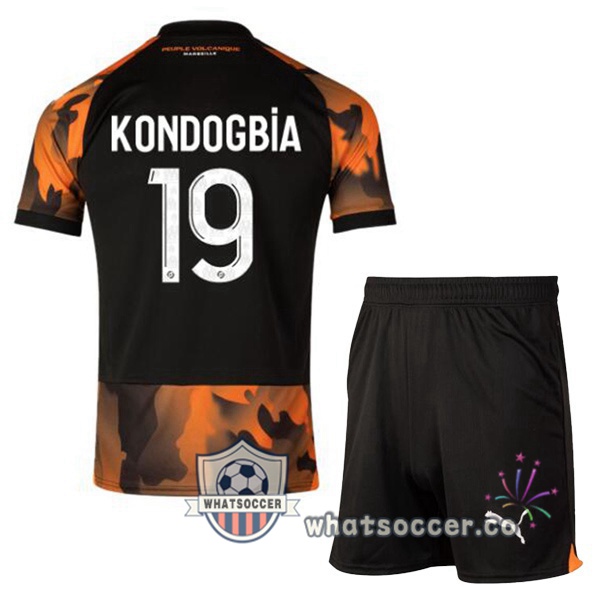 Olympique de Marseille (KONDOGBIA 19) Kids Third Soccer Jerseys Black Yellow 2023-2024