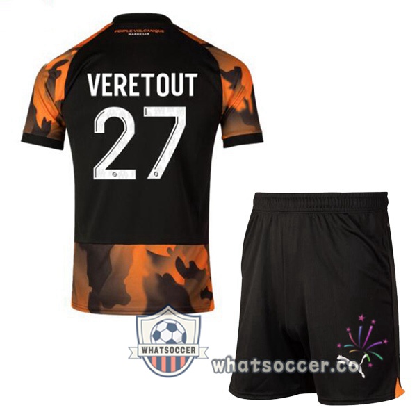 Olympique de Marseille (VERETOUT 27) Kids Third Soccer Jerseys Black Yellow 2023-2024