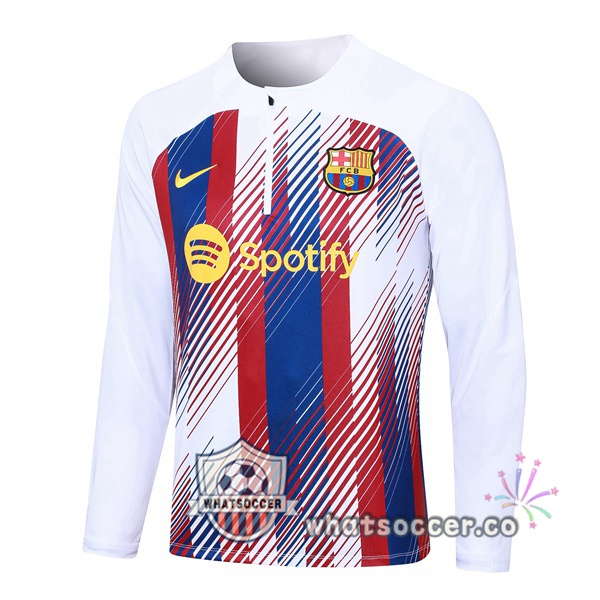 Soccer Sweater FC Barcelona White Red 2023-2024
