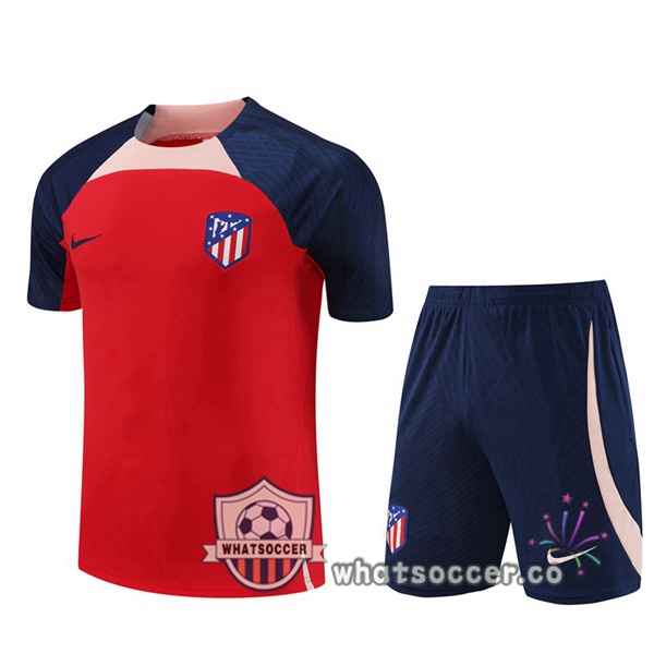 Atletico Madrid Training T-Shirts + Shorts Red 2023-2024