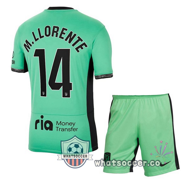 Atletico Madrid (M. Llorente 14) Kids Third Soccer Jerseys Green 2023-2024