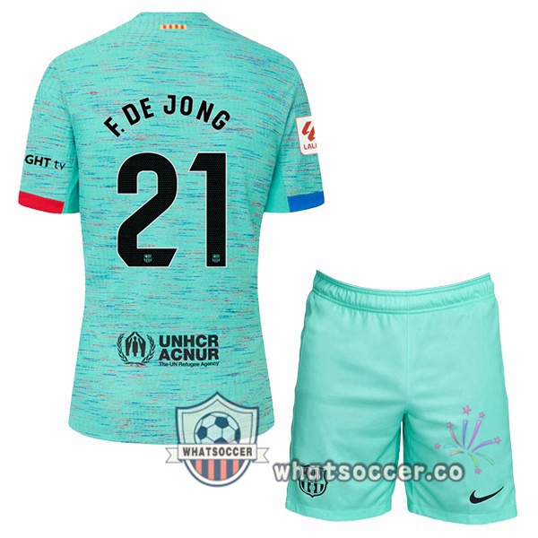 FC Barcelona (F. DE JONG 21) Kids Third Soccer Jerseys Green 2023-2024