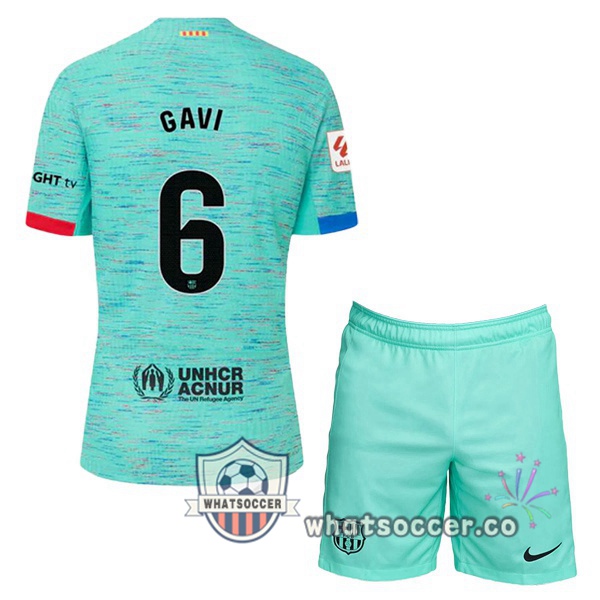 FC Barcelona (GAVI 6) Kids Third Soccer Jerseys Green 2023-2024