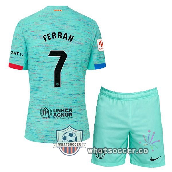 FC Barcelona (FERRAN 7) Kids Third Soccer Jerseys Green 2023-2024
