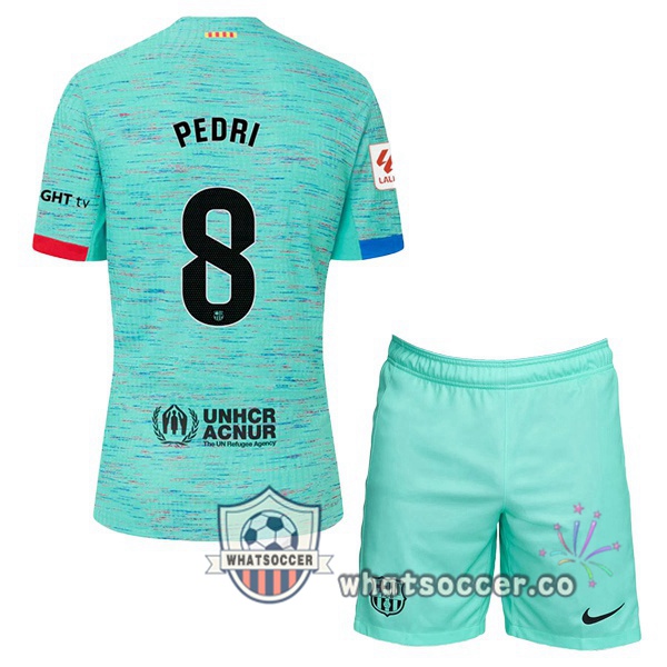 FC Barcelona (PEDRI 8) Kids Third Soccer Jerseys Green 2023-2024