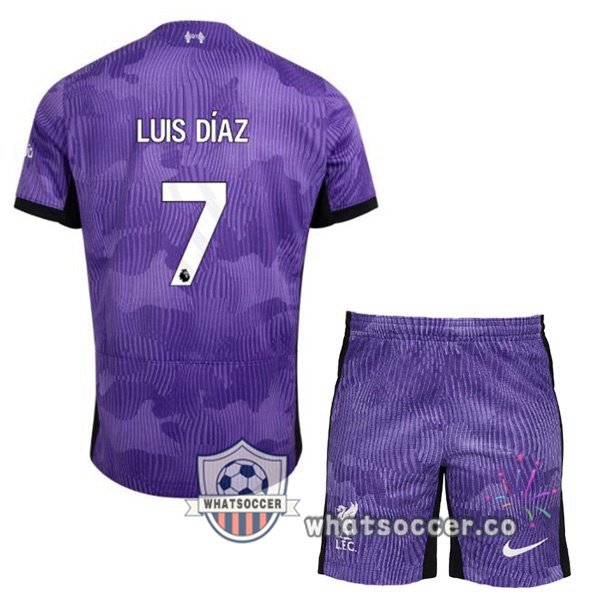 FC Liverpool (LUIS DÍAZ 7) Kids Third Soccer Jerseys Purple 2023-2024