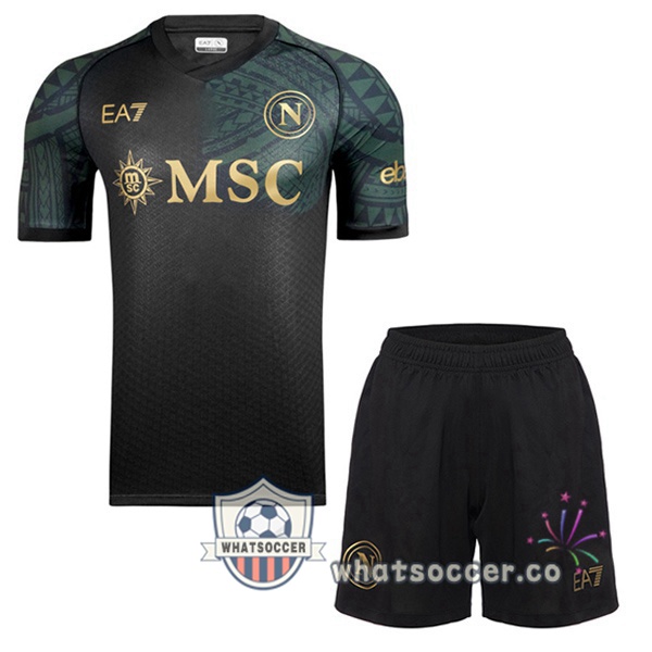 SSC Napoli Kids Third Soccer Jerseys Black 2023-2024