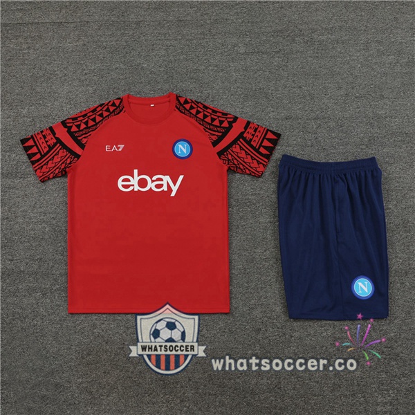 SSC Napoli Training T-Shirts + Shorts Red 2023-2024