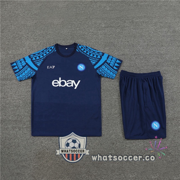 SSC Napoli Training T-Shirts + Shorts Blue Royal 2023-2024