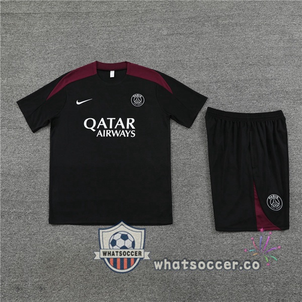 Paris PSG Training T-Shirts + Shorts Black 2024-2025