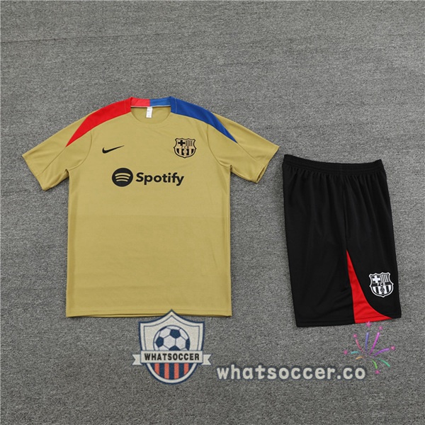 FC Barcelona Training T-Shirts + Shorts Yellow 2024-2025