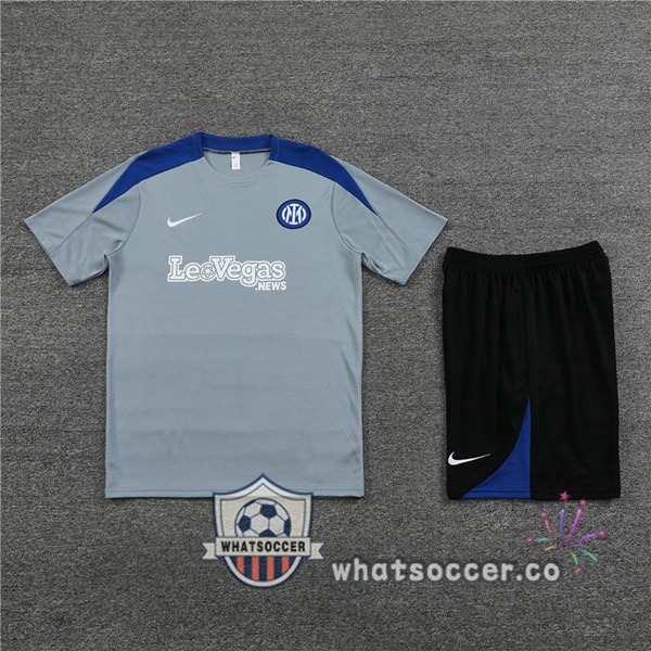 Inter Milan Training T-Shirts + Shorts Gray 2024-2025