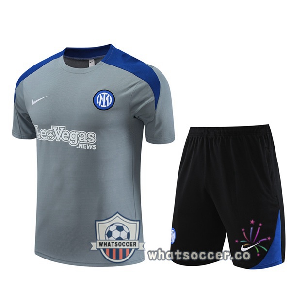 Inter Milan Training T-Shirts + Shorts Gray 2024-2025