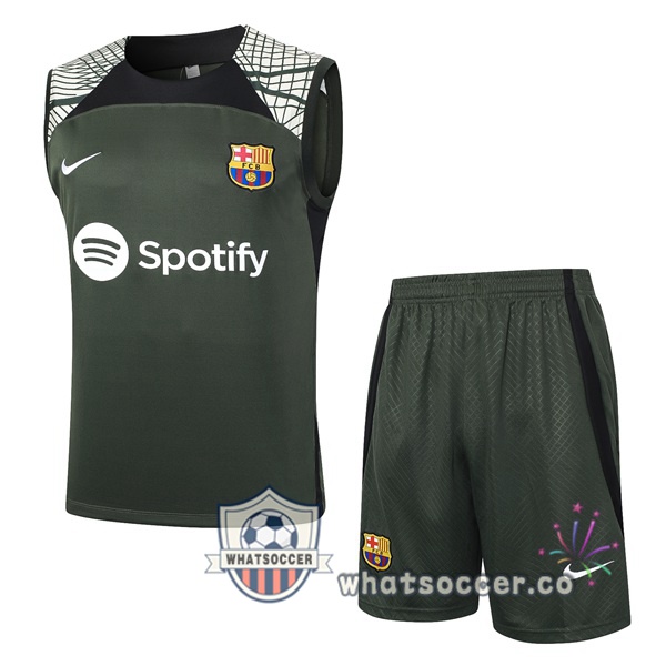 FC Barcelona Soccer Vest + Shorts Green 2024-2025
