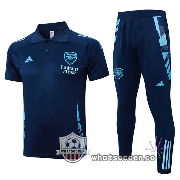 Training Polo Arsenal + Pants Blue Royal 2024-2025