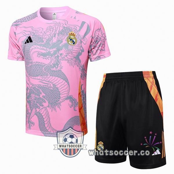 Real Madrid Training T-Shirts + Shorts Rose 2024-2025