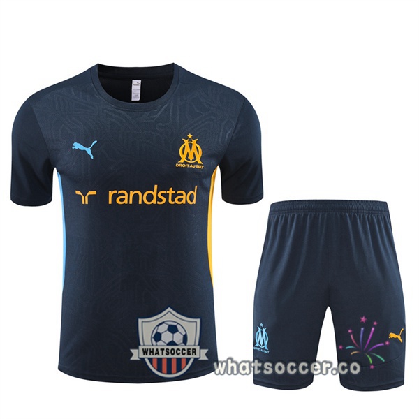 Olympique de Marseille Training T-Shirts + Shorts Blue Royal 2024-2025