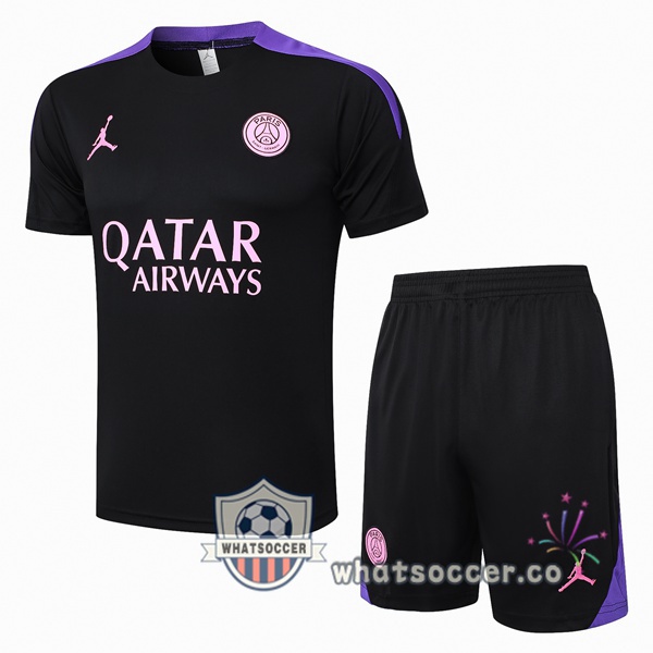 Paris PSG Training T-Shirts + Shorts Black 2024-2025
