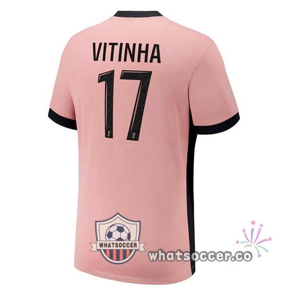 Paris PSG (Vitinha 17) Third Soccer Jerseys Rose 2024-2025