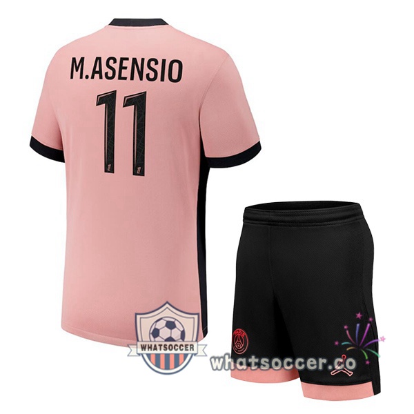 Paris PSG (M.Asensio 11) Kids Third Soccer Jerseys Rose 2024-2025