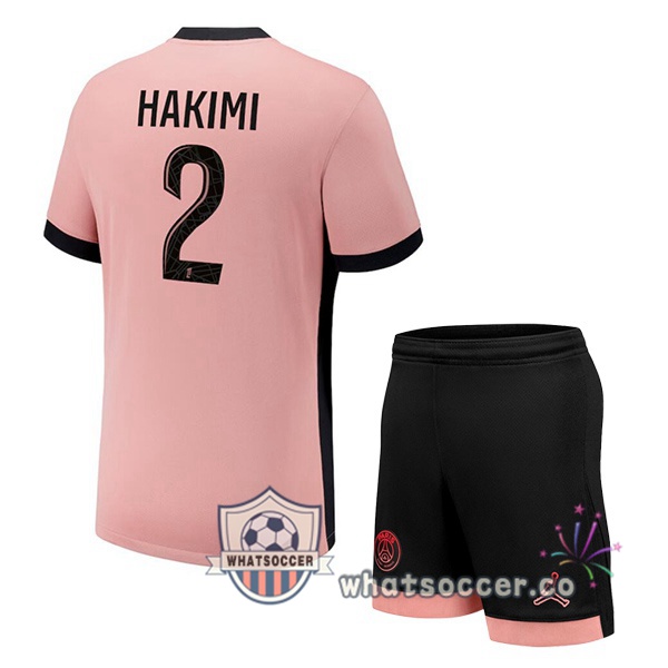Paris PSG (Hakimi 2) Kids Third Soccer Jerseys Rose 2024-2025