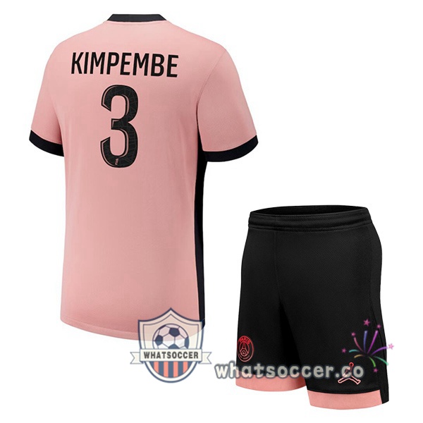 Paris PSG (Kimpembe 3) Kids Third Soccer Jerseys Rose 2024-2025