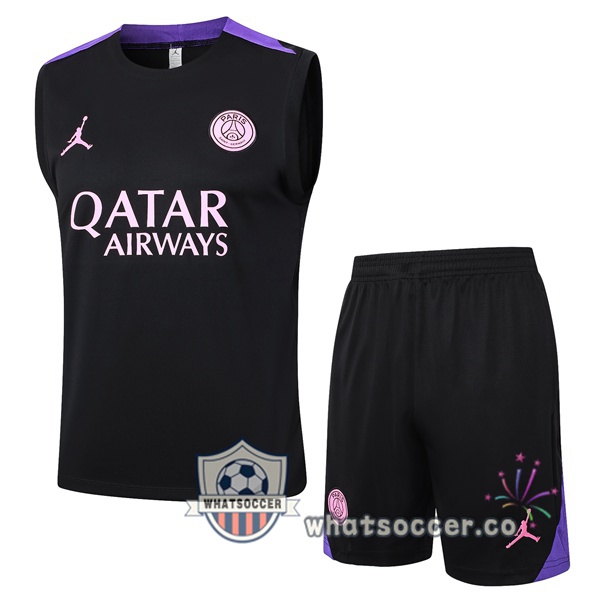 Paris PSG Soccer Vest + Shorts Black 2024-2025