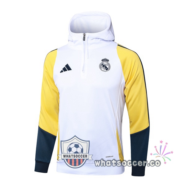 Hooded Sweatshirt Real Madrid White Yellow 2024-2025