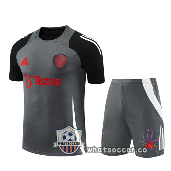 Manchester United Training T-Shirts + Shorts Gray 2024-2025