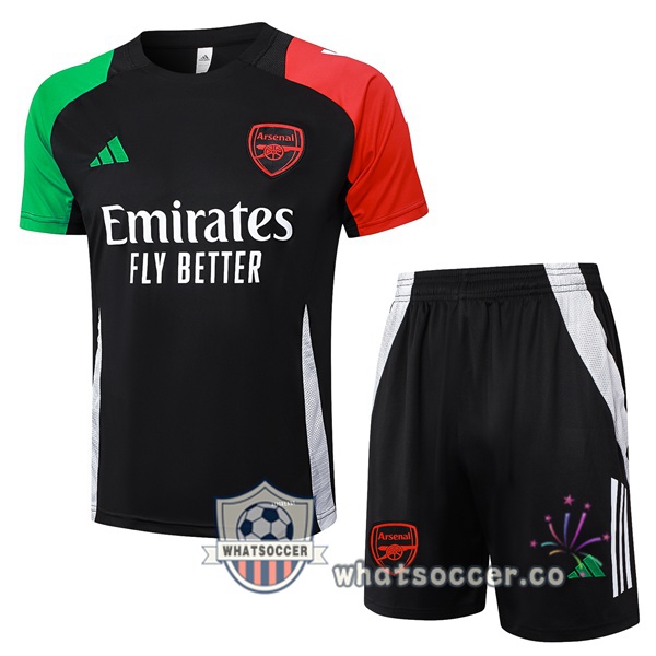 Arsenal Training T-Shirts + Shorts Black Red Green 2024-2025