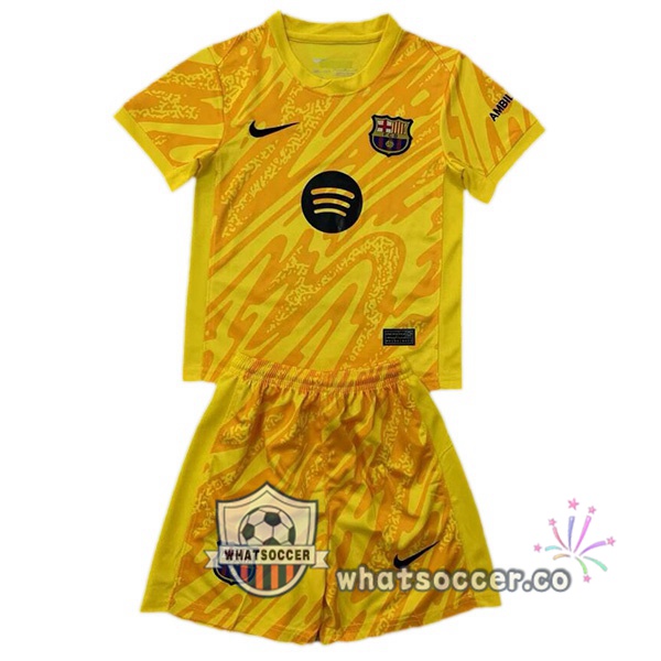FC Barcelona Kids Goalkeeper Soccer Jerseys Yellow 2024-2025