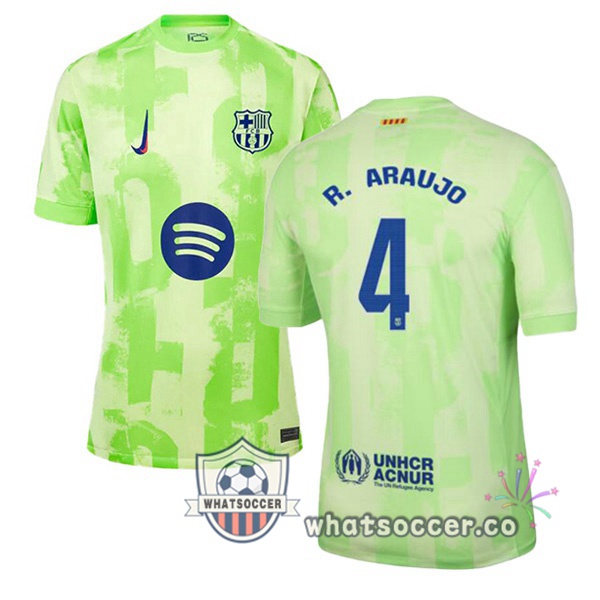 FC Barcelona (R. ARAUJO 4) Third Soccer Jerseys Green 2024-2025