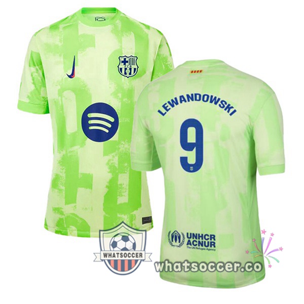FC Barcelona (LEWANDOWSKI 9) Third Soccer Jerseys Green 2024-2025