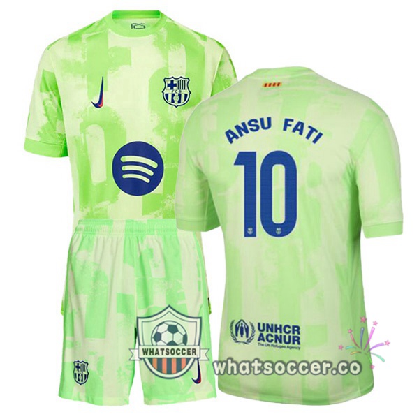 FC Barcelona (ANSU FATI 10) Kids Third Soccer Jerseys Green 2024-2025