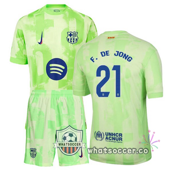 FC Barcelona (F. DE JONG 21) Kids Third Soccer Jerseys Green 2024-2025