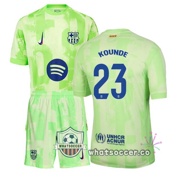FC Barcelona (KOUNDE 23) Kids Third Soccer Jerseys Green 2024-2025