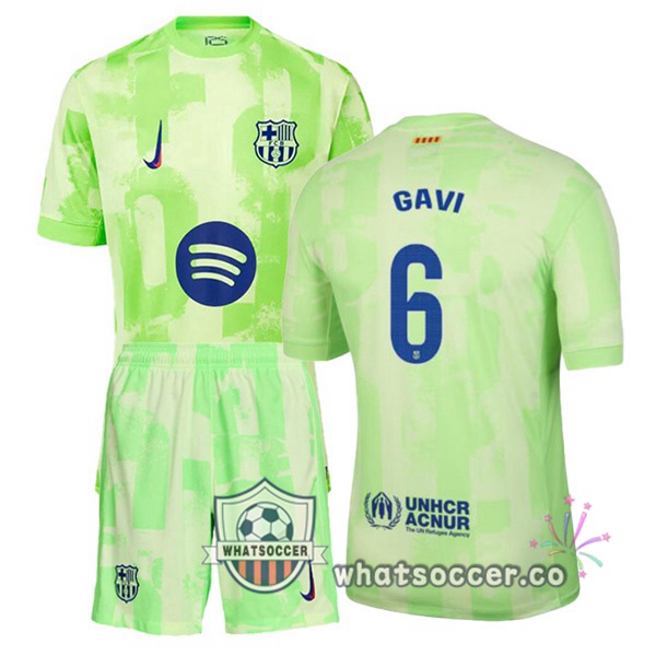 FC Barcelona (GAVI 6) Kids Third Soccer Jerseys Green 2024-2025