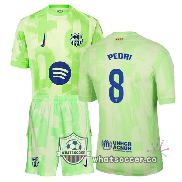 FC Barcelona (PEDRI 8) Kids Third Soccer Jerseys Green 2024-2025