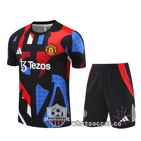 Manchester United Training T-Shirts + Shorts Red Blue Black 2024-2025