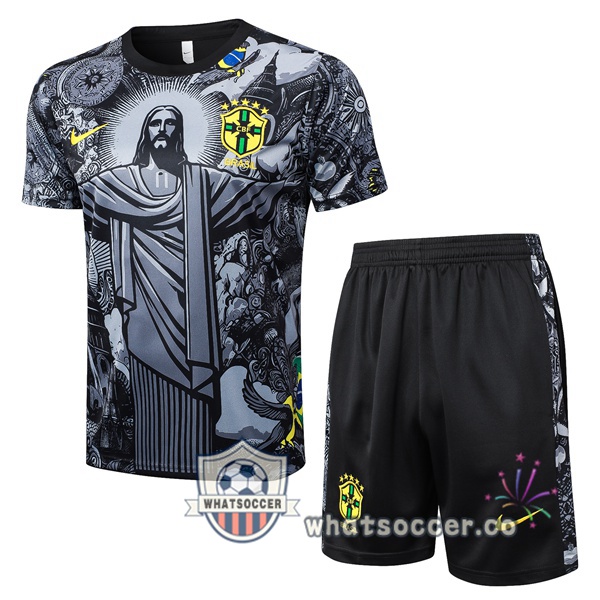Brazil Training T-Shirts + Shorts Black 2024-2025