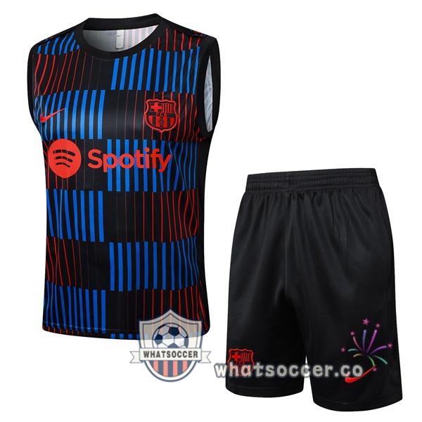 FC Barcelona Soccer Vest + Shorts Blue Red Black 2024-2025