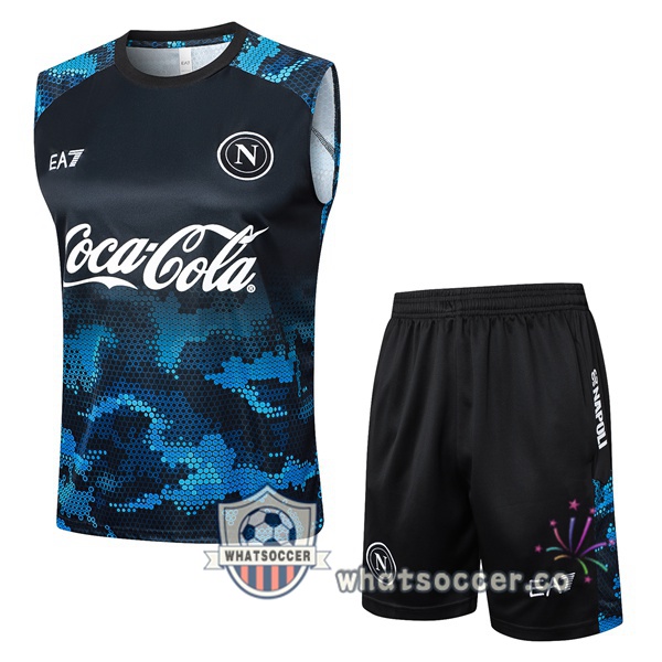 SSC Napoli Soccer Vest + Shorts Blue Black 2024-2025