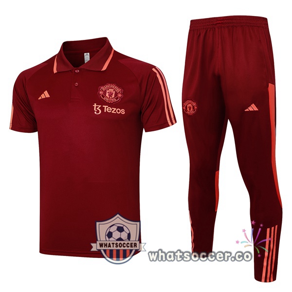 Training Polo Manchester United + Pants Red 2024-2025
