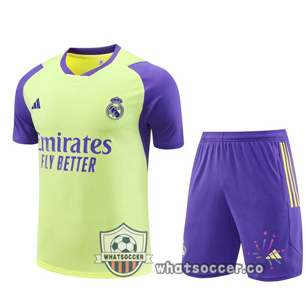 Real Madrid Training T-Shirts + Shorts Yellow 2024-2025
