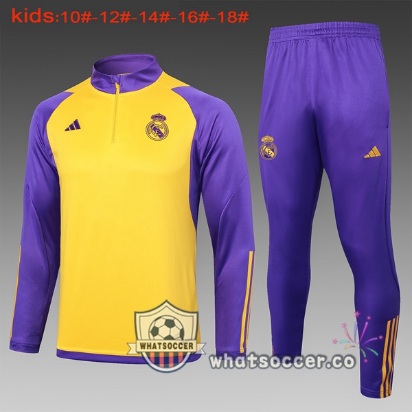 Tracksuit Real Madrid Kids Yellow Purple 2024-2025
