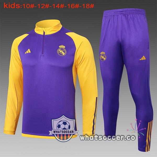 Tracksuit Real Madrid Kids Purple Yellow 2024-2025