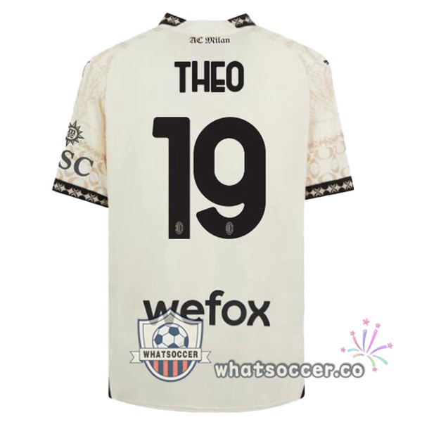 AC Milan (Theo 19) Four Soccer Jerseys Yellow 2023-2024